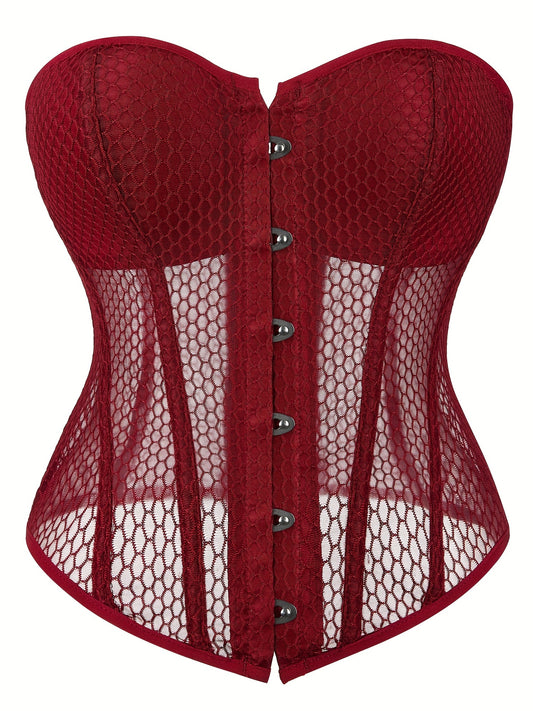 Mesh Corset Bustier Lace Up Body Shaper Lingerie