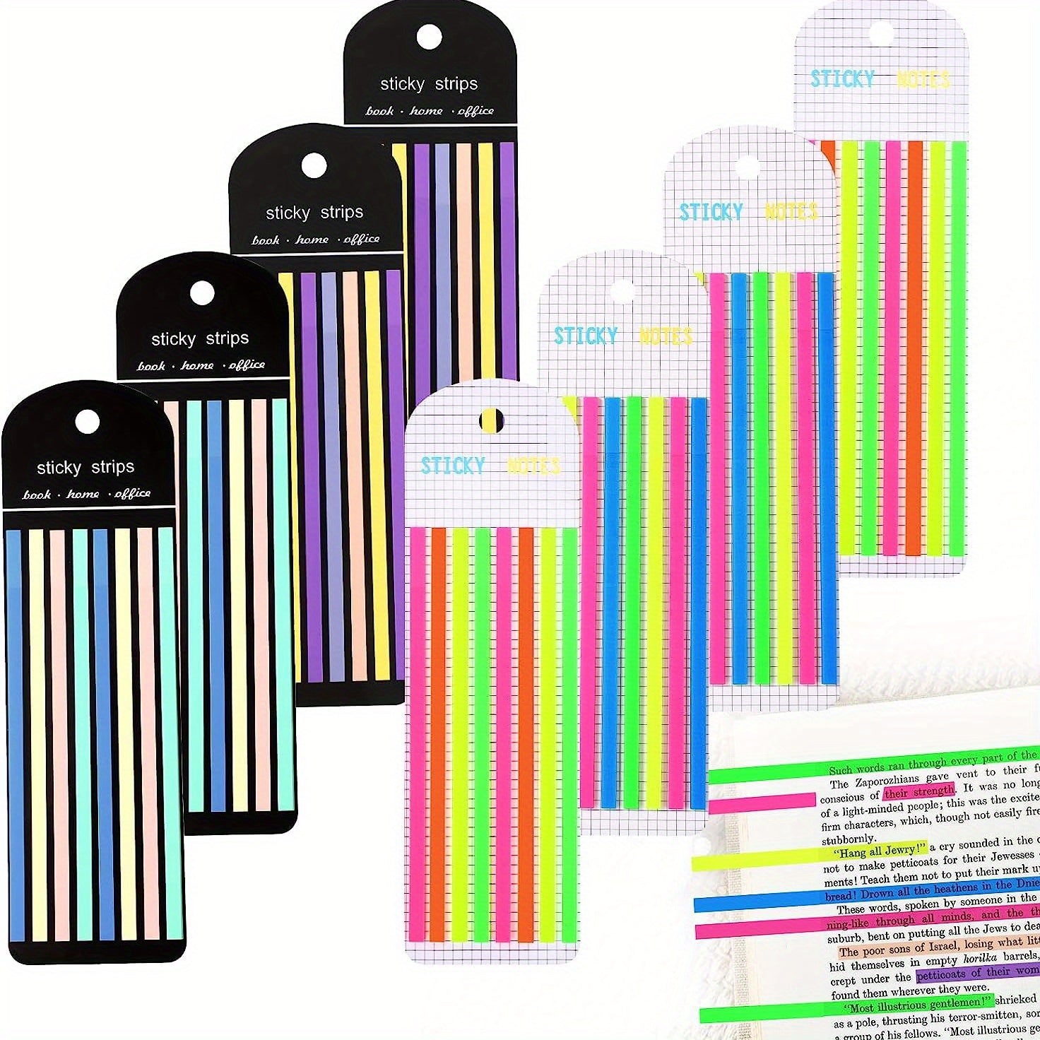 Highlighter Tape 8 Sets Page Marking Label Transparent Fluorescent Note