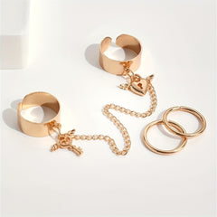 Tassel Ring Lock And Key Pendants Linked Chain Party Accessory