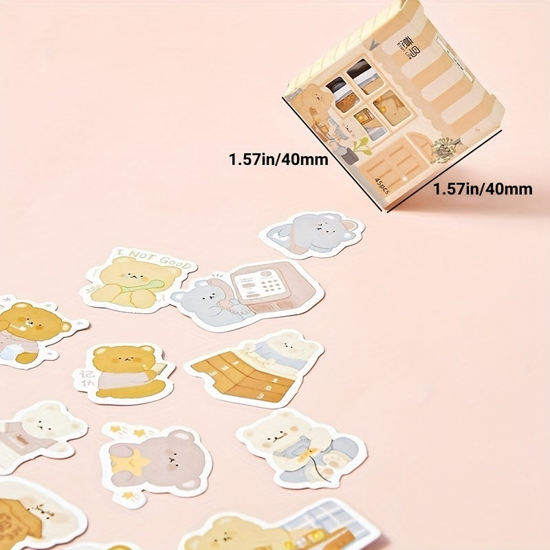 Set of 45 Cute Animal Stickers for DIY Notebook Decor