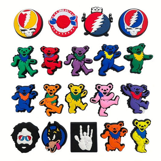 19pcs Cartoon Shoe Charm PVC Soft Rubber Shoe Buckle Clogs DIY Accessories