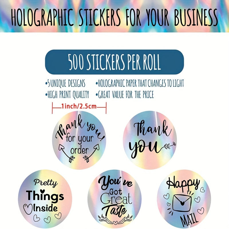 500 Rainbow Laser Thank You Labels Roll