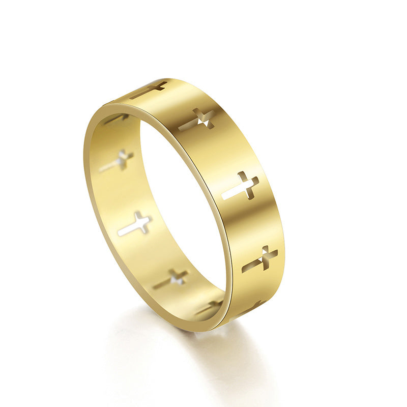 Cross Ring 18K Plated Stainless Steel for Women Girls