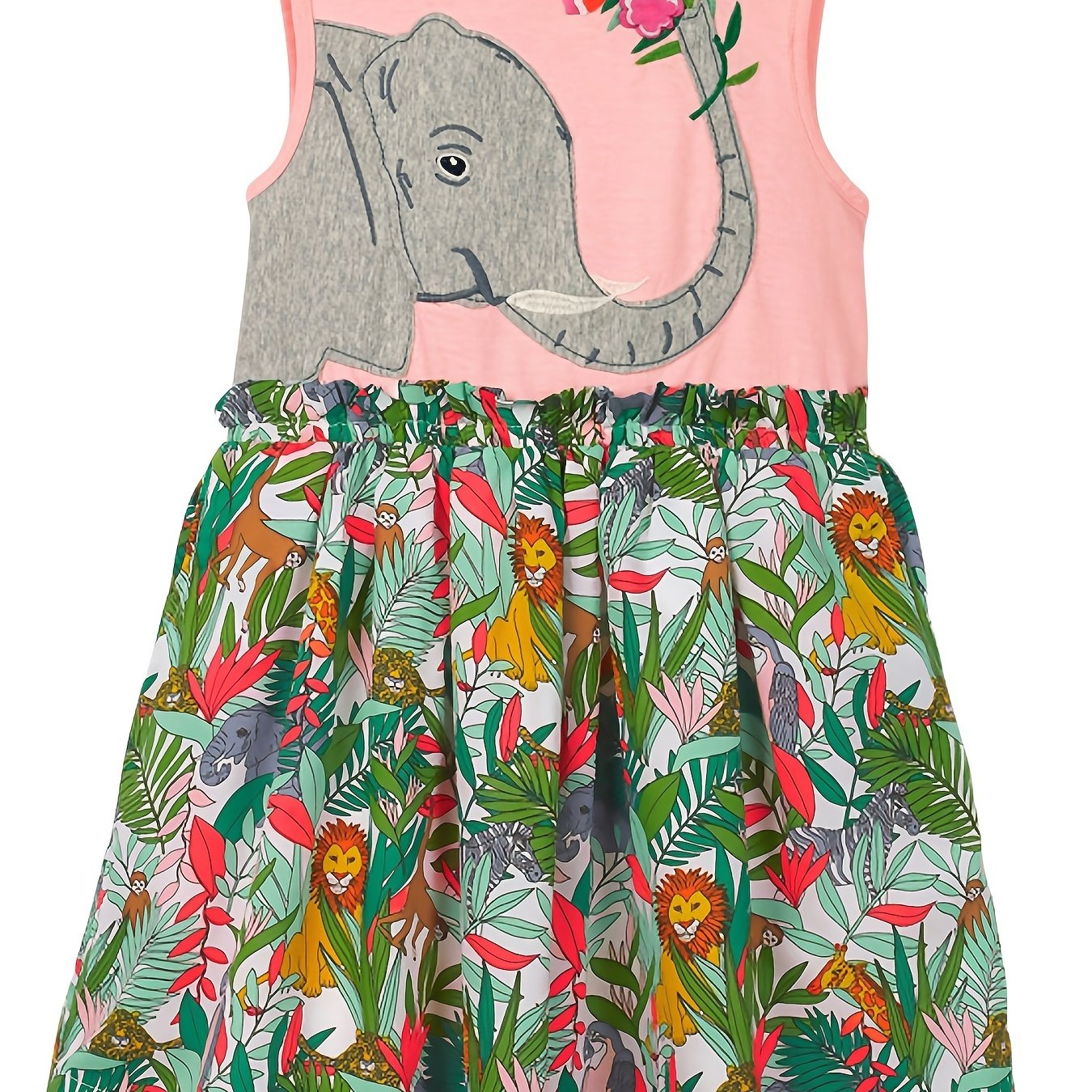 Girls Elephant Embroidery Princess Dress Kids Summer Clothes