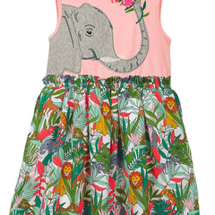 Girls Elephant Embroidery Princess Dress Kids Summer Clothes