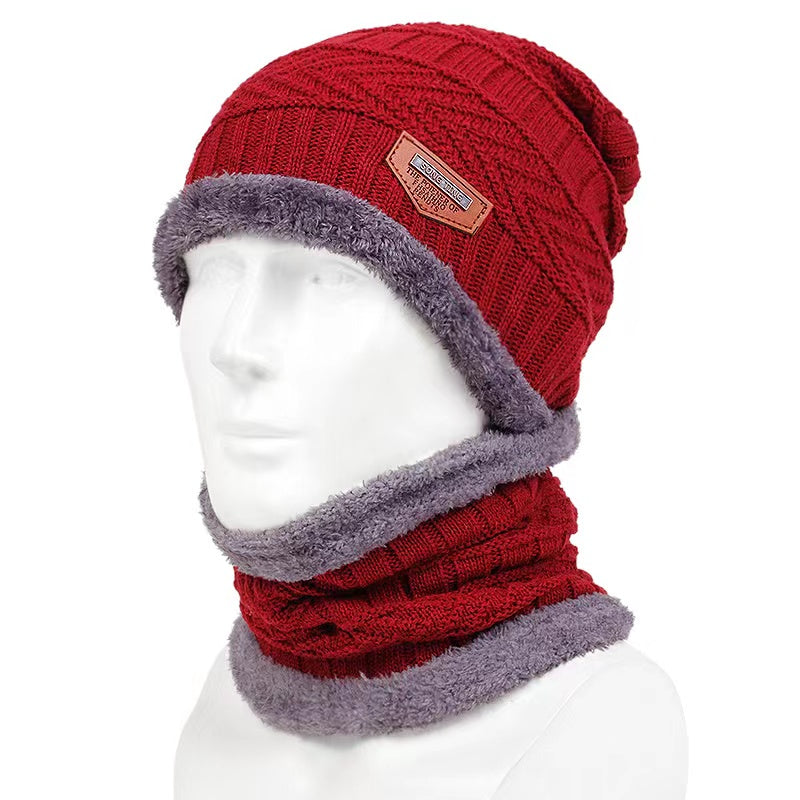 Men's Winter Triangle Knit Beanie Set