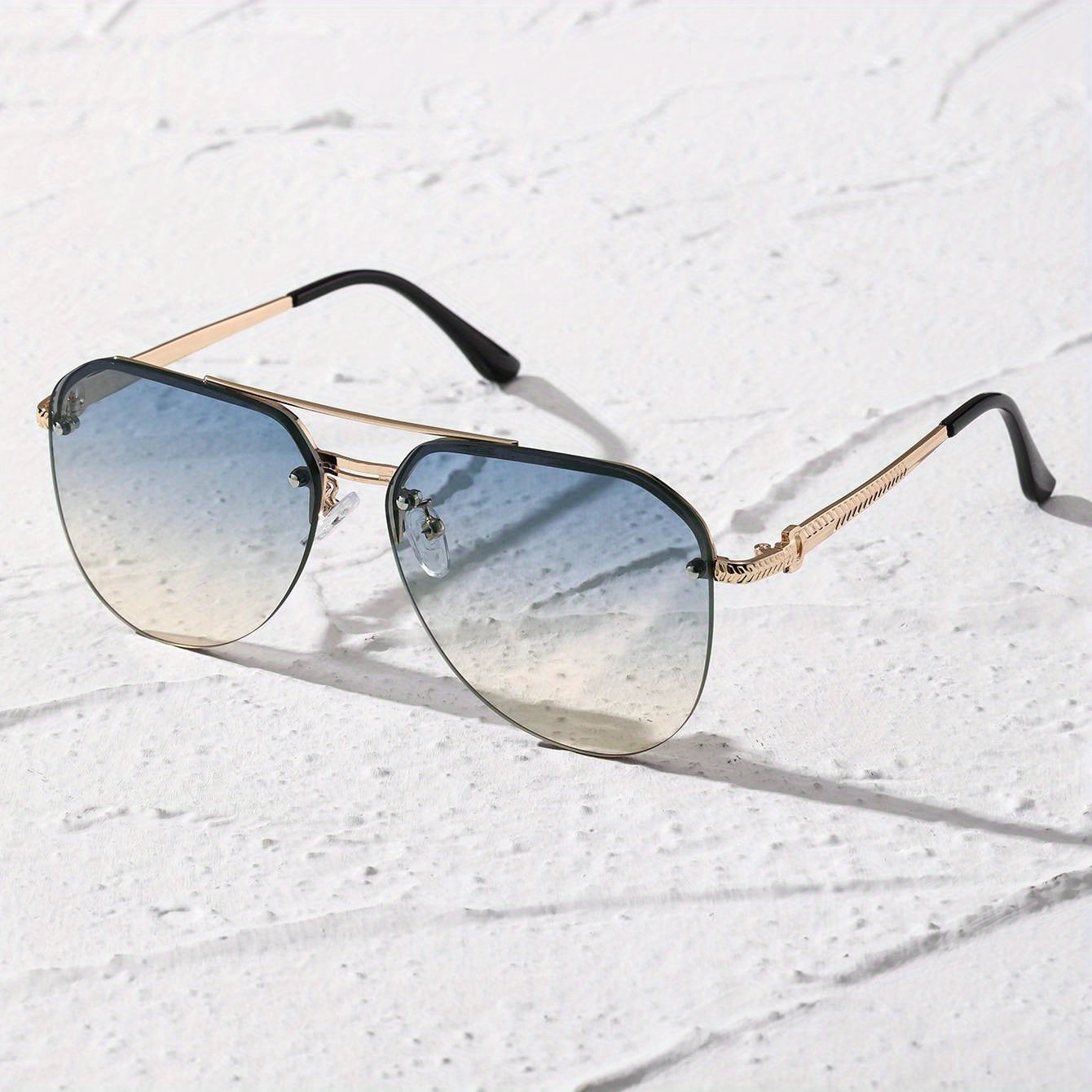 Top Bar Aviator Sunglasses Gradient Metal UV400