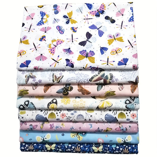 8pcs Cotton Twill Printed Fabric Patchwork Floral Bedding DIY Cloth