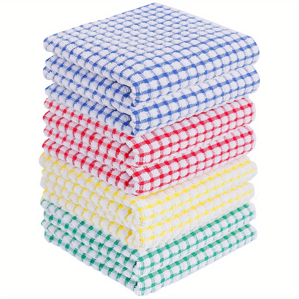 24pcs Waffle Square Dish Cloths Plaid Cleaning Rags Face Towels Kitchen Supplies