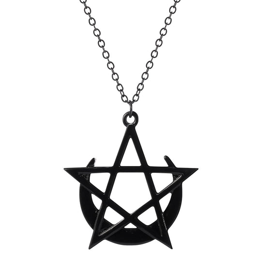 Punk Gothic Pentagram Moon Necklace Colorful Pendant for Women Men