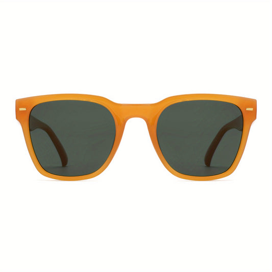 OUWEN Small Square Polarized Sunglasses Men Retro Sun Glasses UV400 Orange
