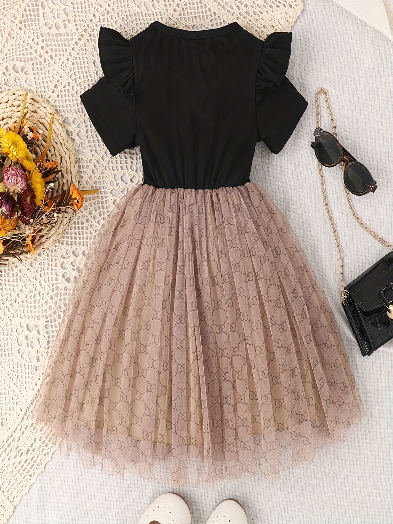 Girls Bow Tutu Dress For Party Holiday Outwear