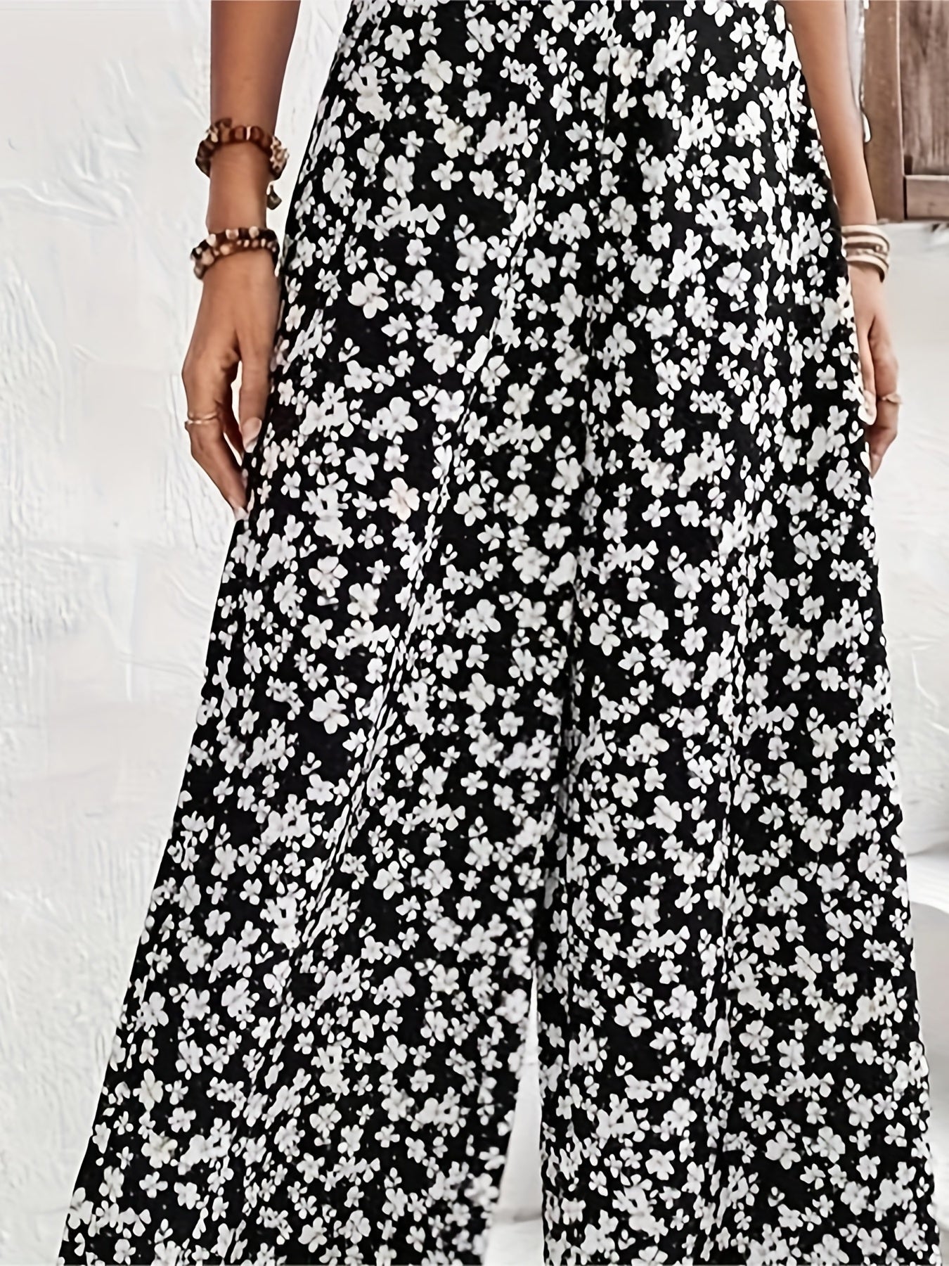  Elastic High Rise Wide Leg Pants
