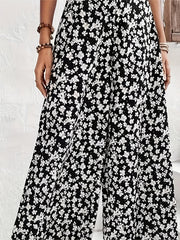  Elastic High Rise Wide Leg Pants