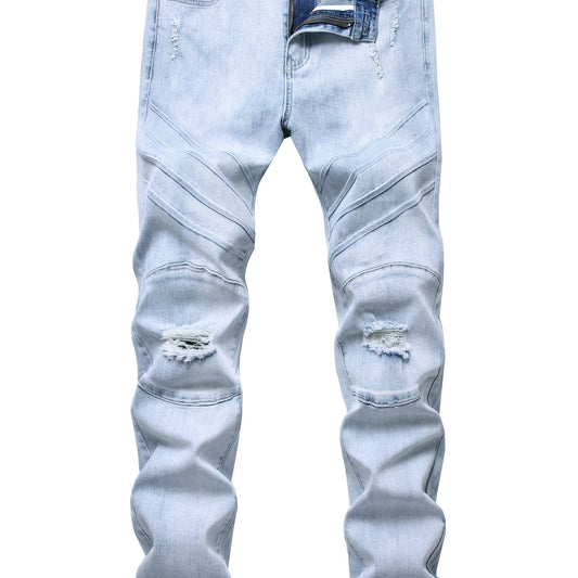 Men's Ripped Distressed Slim Fit Denim Jeans