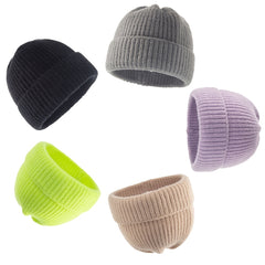 Fleece Beanie Hat Winter Knitted Caps Soft Warm Unisex Beanie Hat