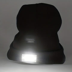 LED Light Beanie Hat Warm Solid Knitted Hat Unisex Outdoor Fishing Hiking