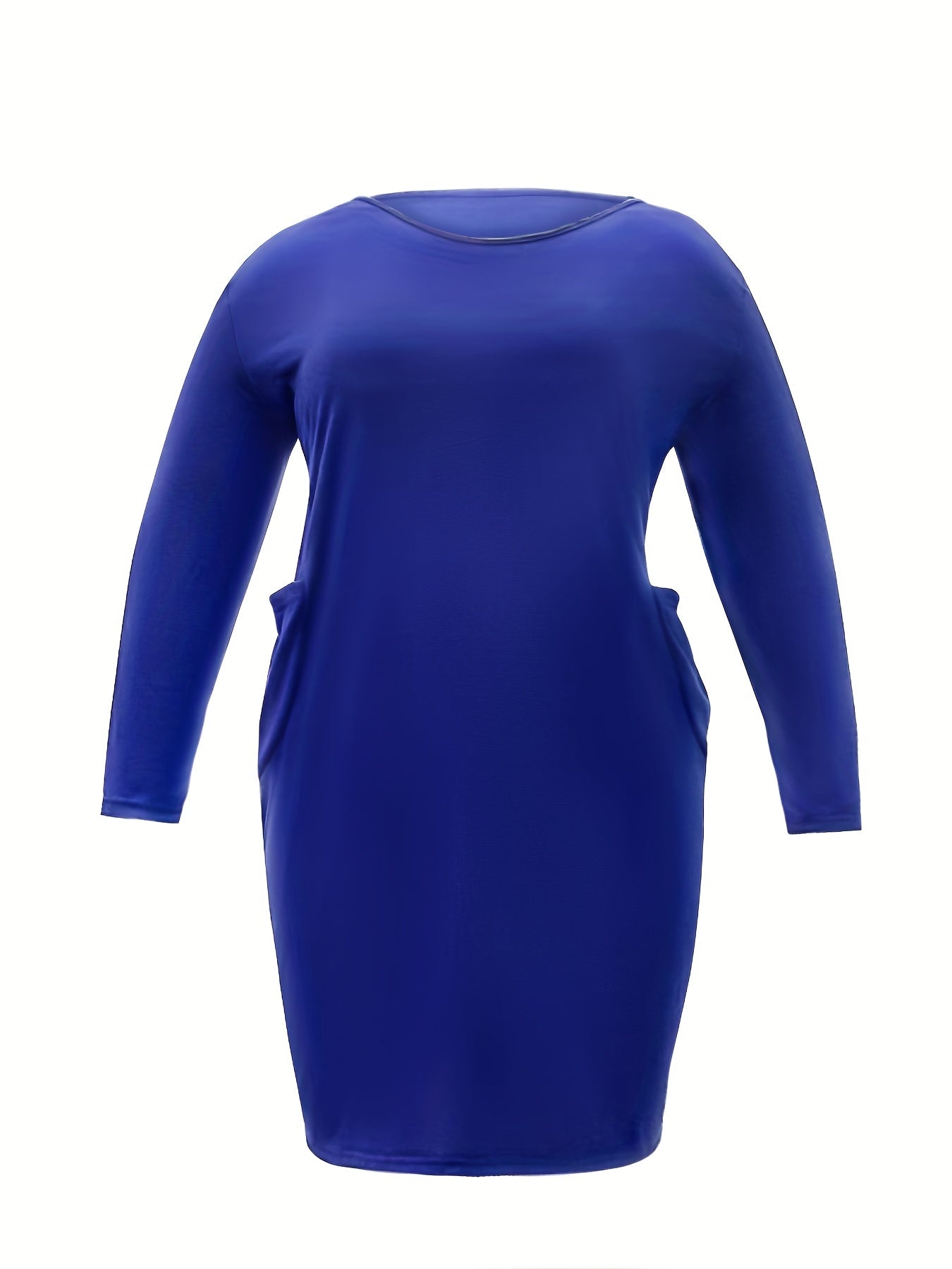  Long Sleeve Round Neck Dress With Pockets