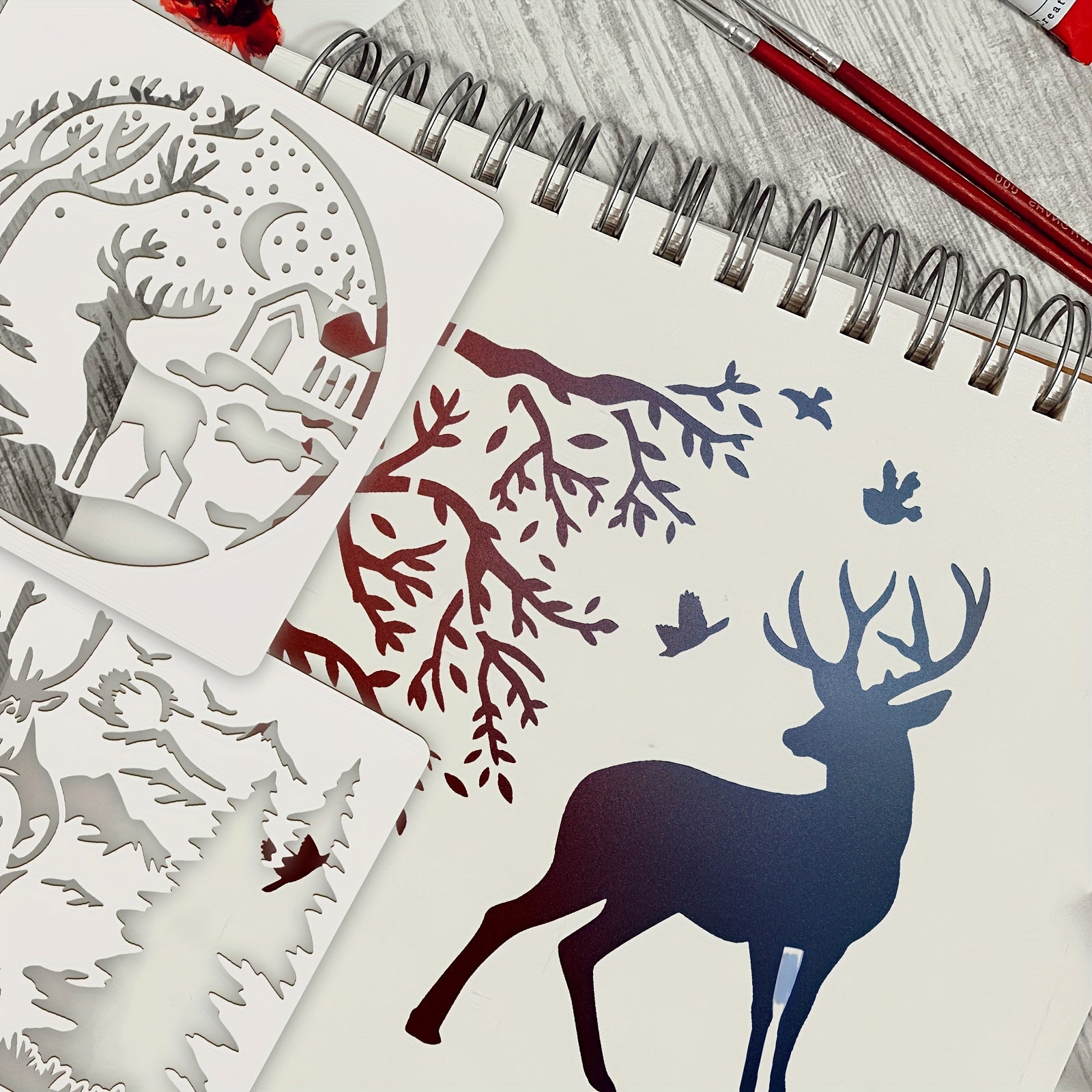 12pcs Christmas Deer Stencils Paint Deer Painting Stencil Forest Wildlife Theme