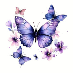 Purple Flowers Butterfly Wall Stickers Vinyl Decals