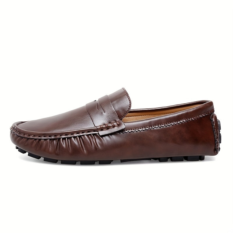 Women's Solid Flat Loafers Casual Comfortable PU Leather Non slip Slip On Shoes
