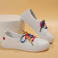 Women's Heart Pattern Canvas Shoes Colorful Lace Up Outdoor Shoes