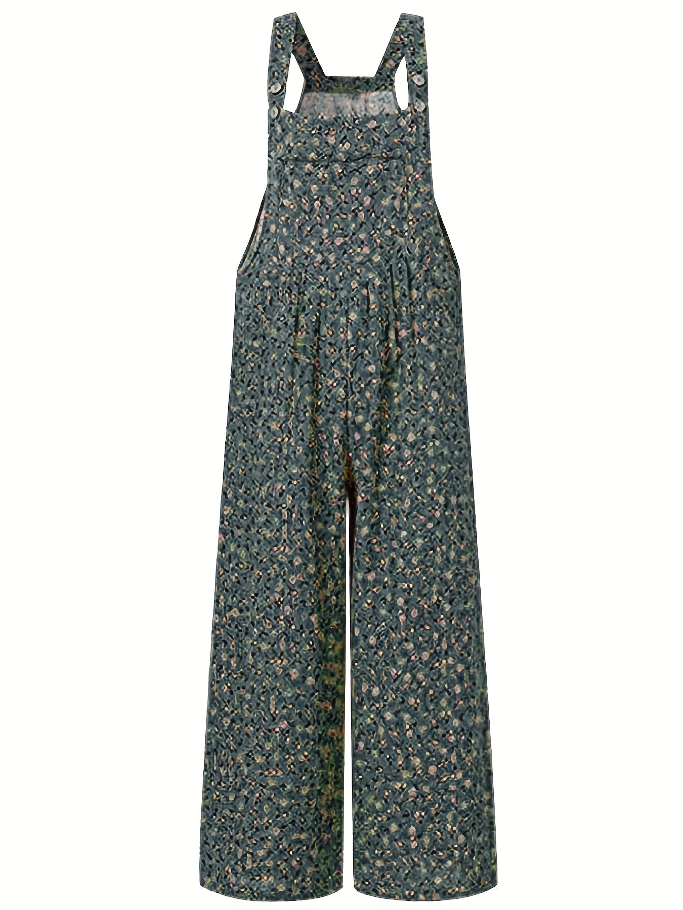 Floral Print Dual Pocket Overall Jumpsuit