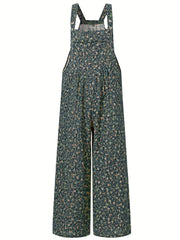 Floral Print Dual Pocket Overall Jumpsuit