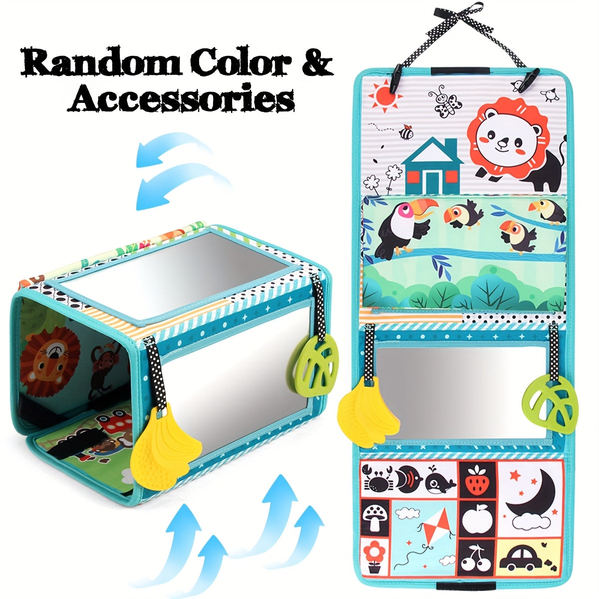 Double Sided Mirror Cloth Book for Kids - Sensory Toy with Animal & Shape