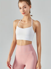 Solid Halter Neck Sports Bra High Stretch Running Yoga Bra