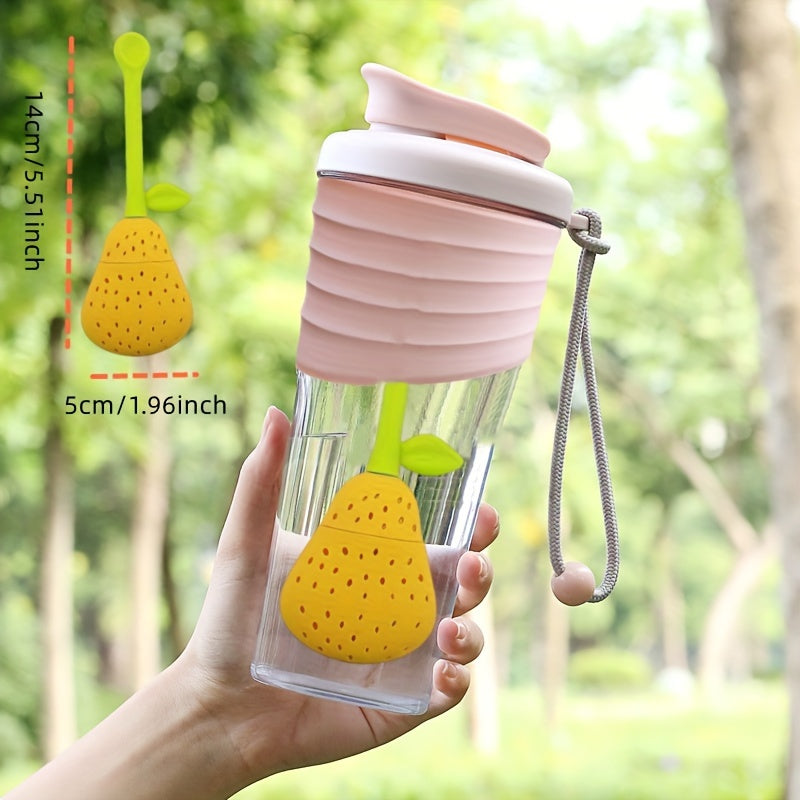 Pear Shaped Long Handle Tea Filter Reusable Silicone Tea Separator
