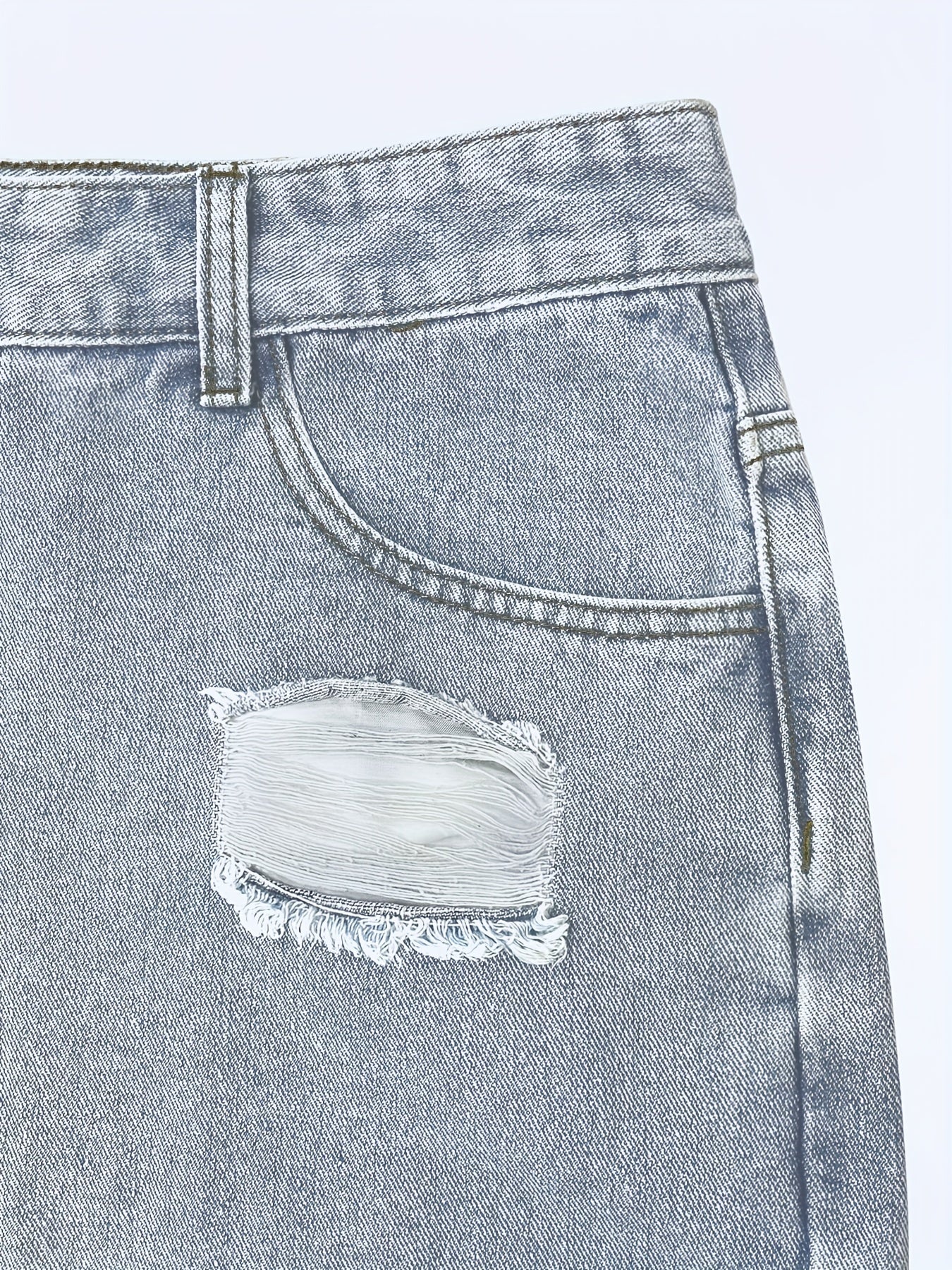 Women's Plus High Rise Ripped Wide Leg Jeans