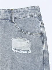 Women's Plus High Rise Ripped Wide Leg Jeans