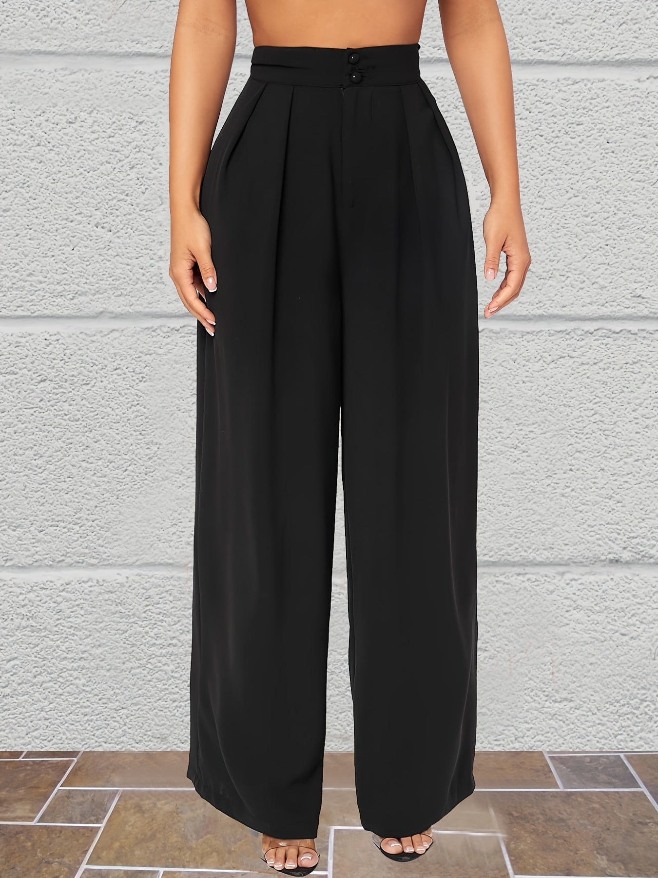 Wide Leg Button Front Pants for Women