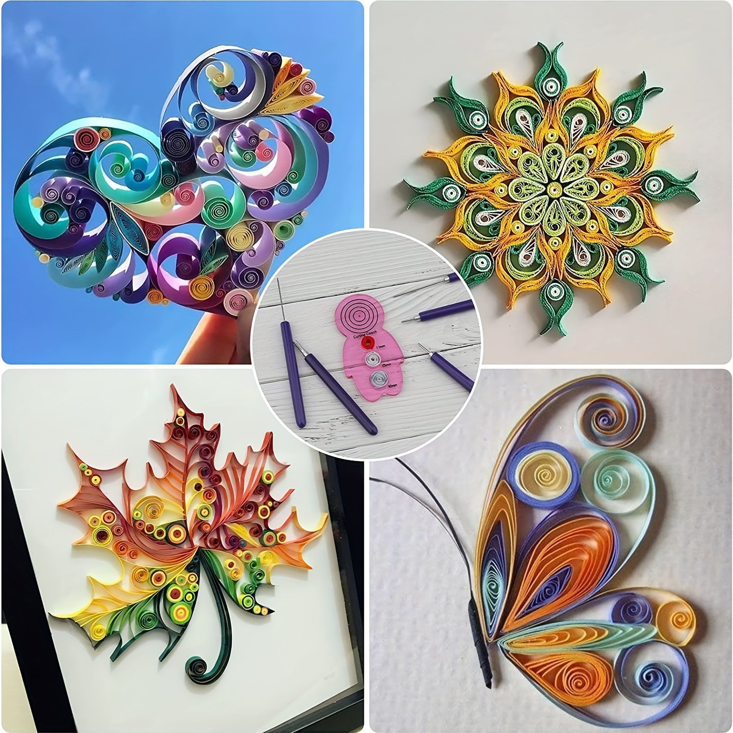 7pcs Quilling Slotted Tools, Curling Coach, Tweezers for Paper Flowers Crafts
