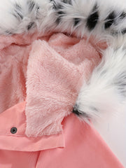 Toddler Girls Fleece Hooded Jacket Coat For Fall Winter