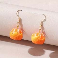 Orange Resin Earrings Peeling Fruit Style Jewelry