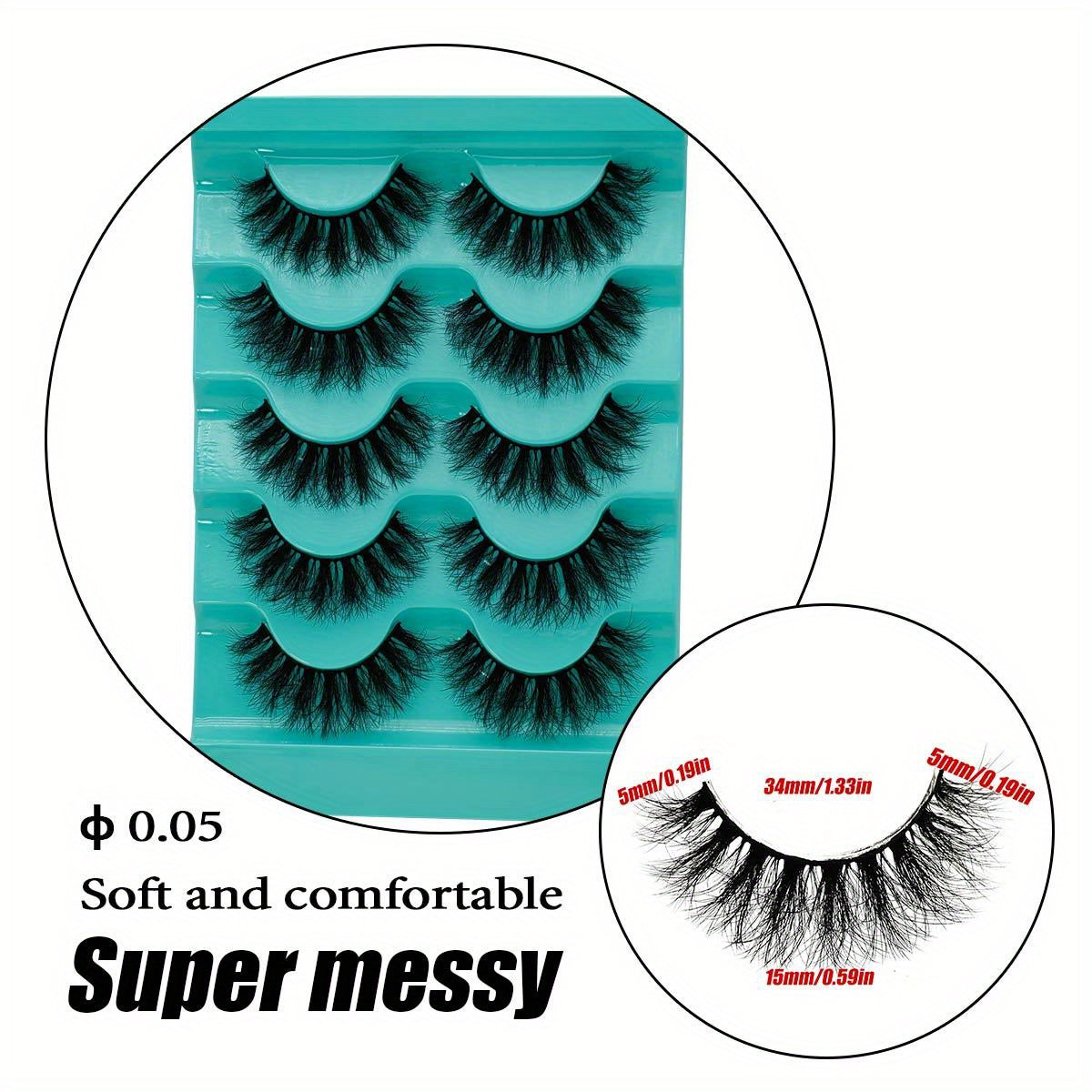 5 Pairs Messy Slender Fibers Fluffy False Eyelashes