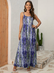 Abstract Print Cami Dress V-Neck Maxi Dress