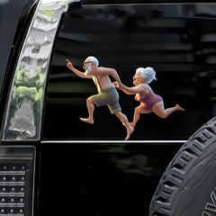Fun Running Couple Vinyl Waterproof Decals - Smooth Scratch Cover Stickers