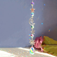 Moon Crystal Pendant Stained Glass Window Hanging