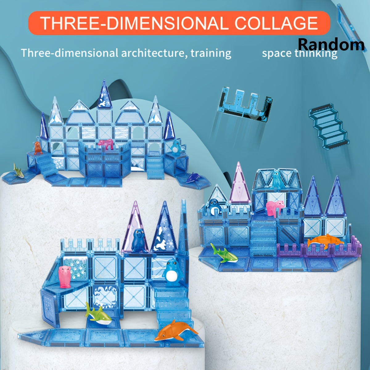 DIY Magnetic Building Blocks Ocean Animal Scene Construction Toy for Kids