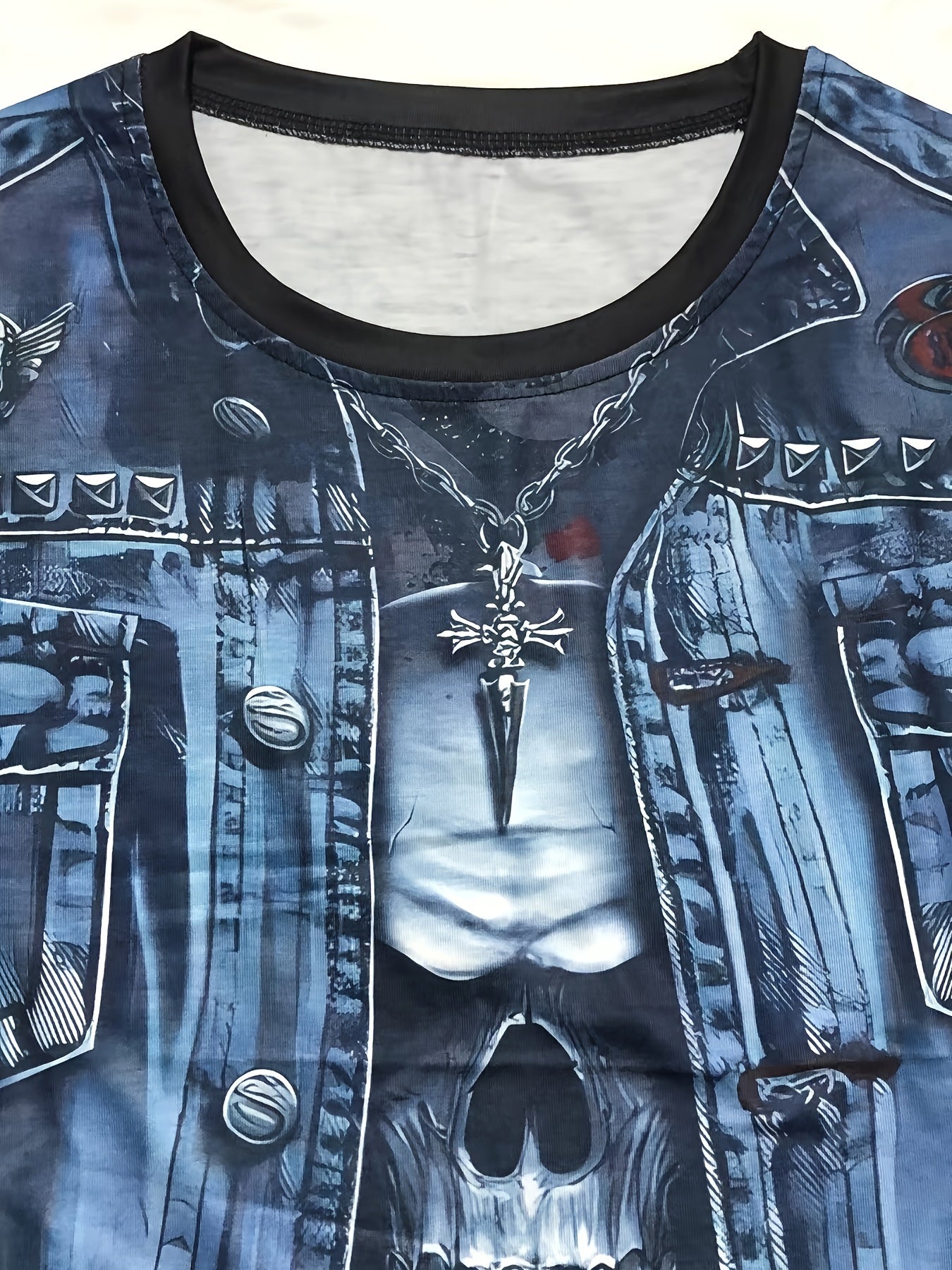 Active Skull Graphic Tee Men's Rock Style T Shirt For Summer