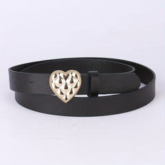 Heart-Shaped Golden Buckle Belt PU Leather Casual Jeans Belts