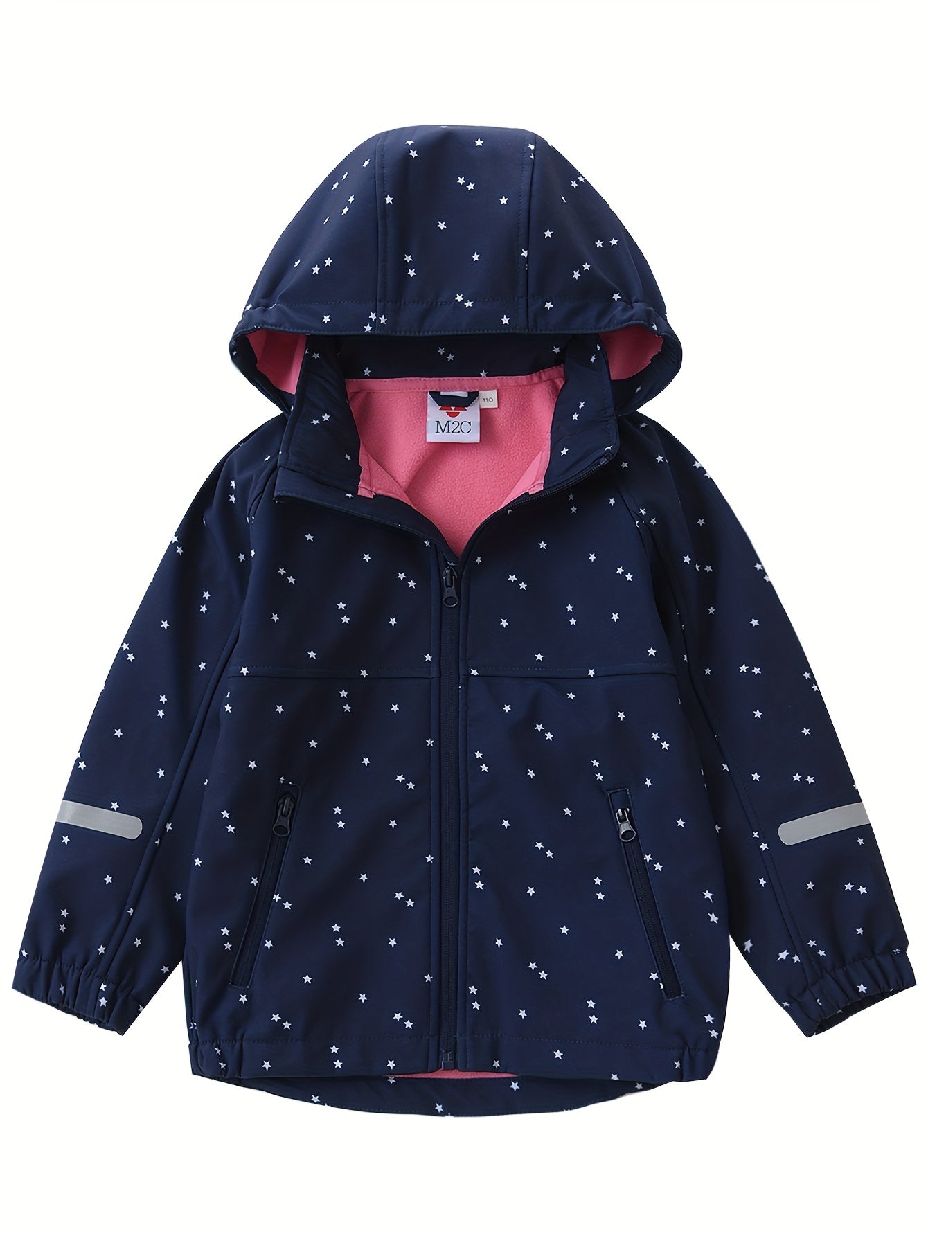 Girl's Soft Shell Hooded Jacket - Windproof & Waterproof Zip Up Fleece