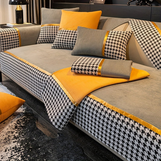 Short Plush Sofa Slipcover Modern Non slip Sofa Cover