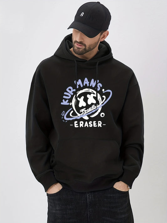 Cartoon Planet Print Hoodie Men's Pullover Hooded Sweatshirt