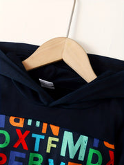 Alphabets Pattern Toddler Boy's 2pcs Hoodie & Sweatpants Set