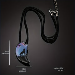 Wolf Resin Landscape Wood Pendant Animal Necklace for Men