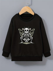 Kid's Halloween Butterfly Skeleton Sweatshirt Crew Neck Pullover